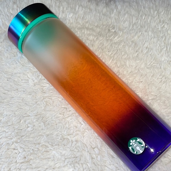 NEW Starbucks Iridescent Glass Water Bottle Tumbler Summer 2020 Ombre Rainbow